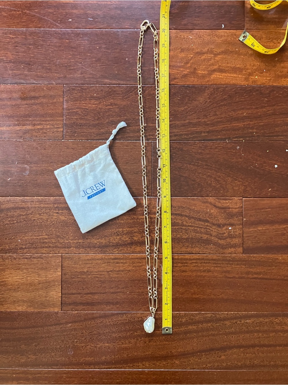 J. Crew Gold Link Necklace with Pearl Drop